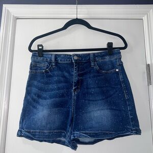 Judy Blue Speckled Dark Blue Denim Shorts